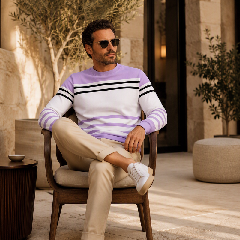 ✨Men's Striped Colorblock Long Sleeve Sweatshirt