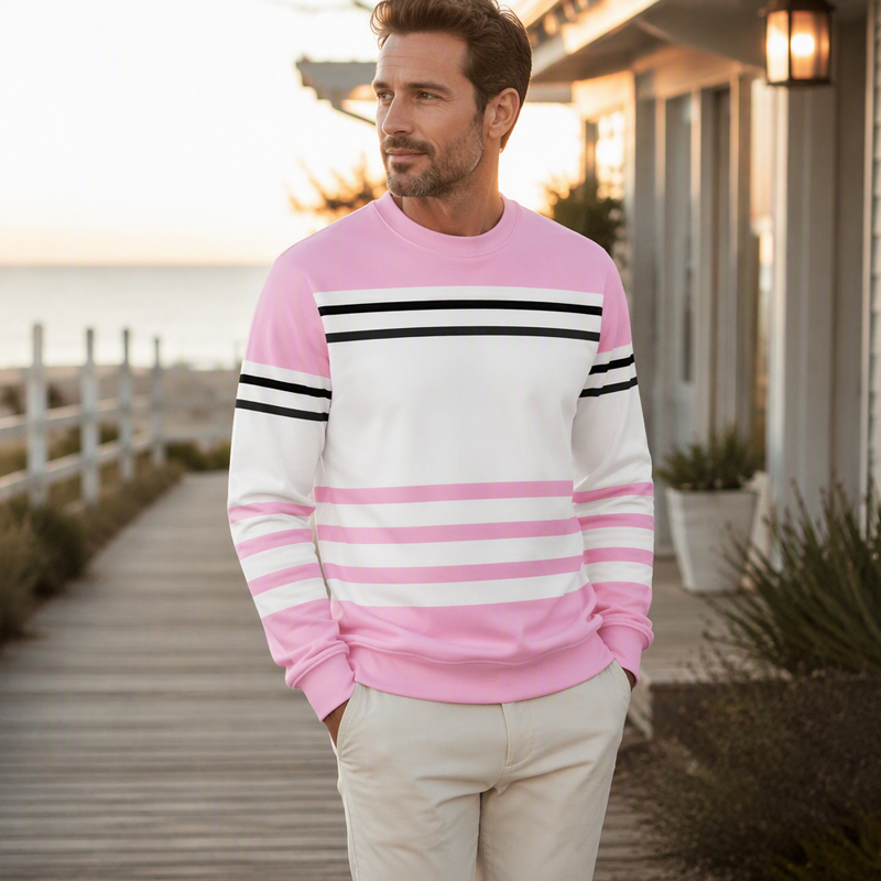 ✨Men's Striped Colorblock Long Sleeve Sweatshirt