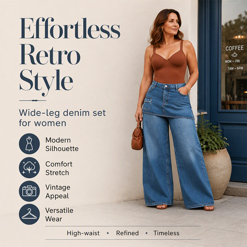 ✨Women's Layered Skirt Over Denim Jeans