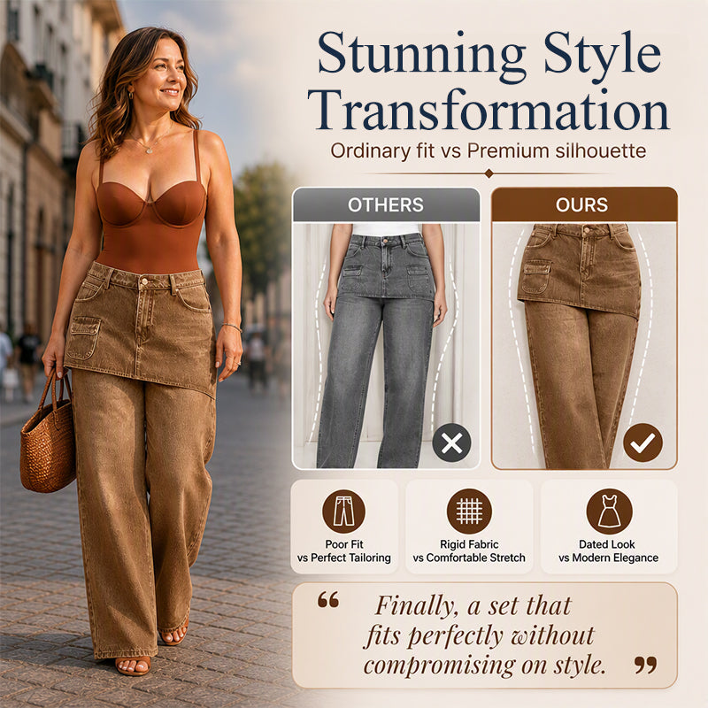 ✨Women's Layered Skirt Over Denim Jeans