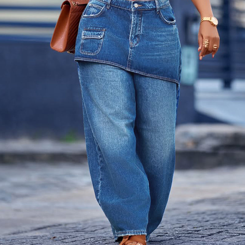 ✨Women's Layered Skirt Over Denim Jeans