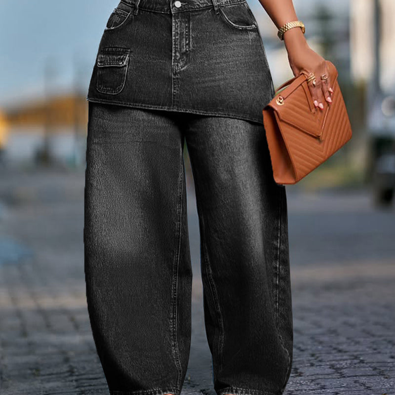 ✨Women's Layered Skirt Over Denim Jeans