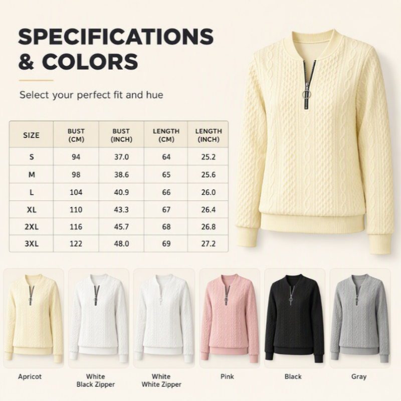 ⏳ Limited Time 50% Off! 🎉Women’s Half-Zip Cable Knit Sweatshirt