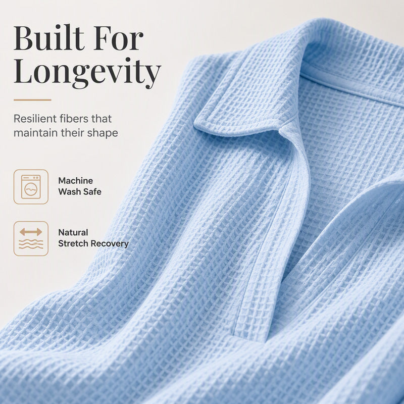 ✨ Textured Comfort | Women's Waffle-Knit V-Neck Relaxed-Fit Top