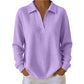 ✨ Textured Comfort | Women's Waffle-Knit V-Neck Relaxed-Fit Top