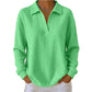 ✨ Textured Comfort | Women's Waffle-Knit V-Neck Relaxed-Fit Top