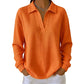 ✨ Textured Comfort | Women's Waffle-Knit V-Neck Relaxed-Fit Top
