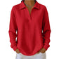 ✨ Textured Comfort | Women's Waffle-Knit V-Neck Relaxed-Fit Top