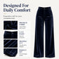 💎 Elevated Texture | Women's Velvet High-Waist Wide-Leg Trousers