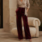 💎 Elevated Texture | Women's Velvet High-Waist Wide-Leg Trousers