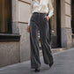 💎 Elevated Texture | Women's Velvet High-Waist Wide-Leg Trousers