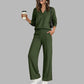 👚🌸 Bestseller – Women's Casual V-Neck Top & Wide-Leg Pants