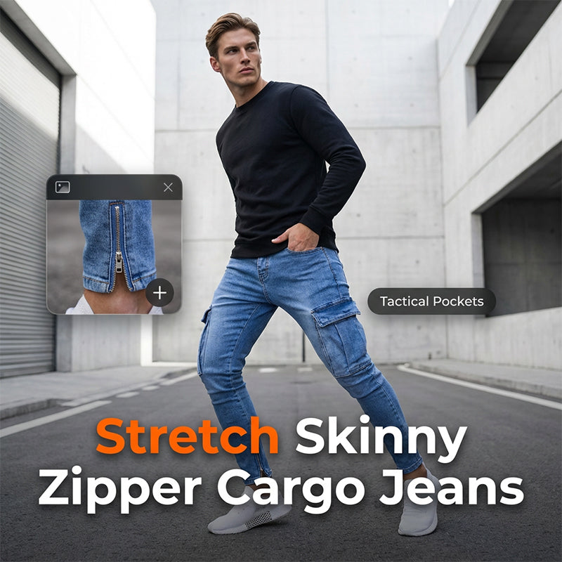 👖 LIMITED-TIME 50% OFF! ✨Men's Skinny Fit Stretch Cargo Jeans