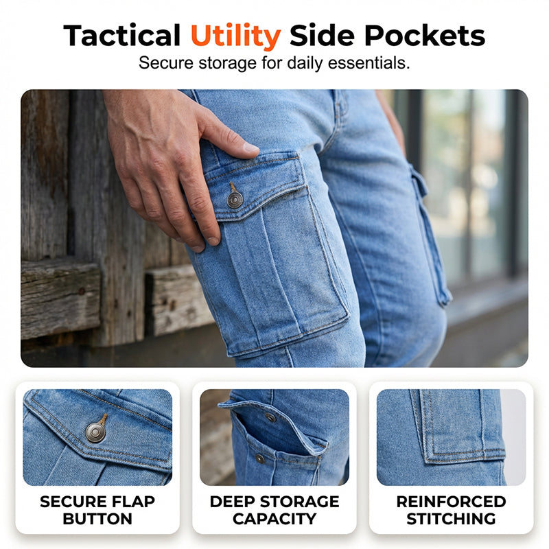 👖 LIMITED-TIME 50% OFF! ✨Men's Skinny Fit Stretch Cargo Jeans