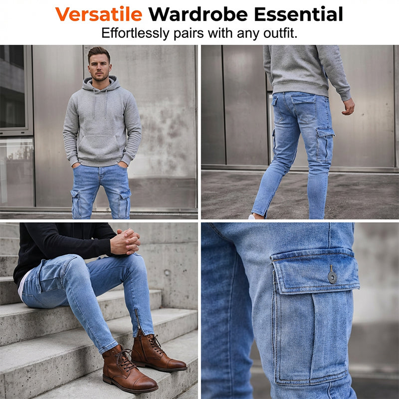 👖 LIMITED-TIME 50% OFF! ✨Men's Skinny Fit Stretch Cargo Jeans