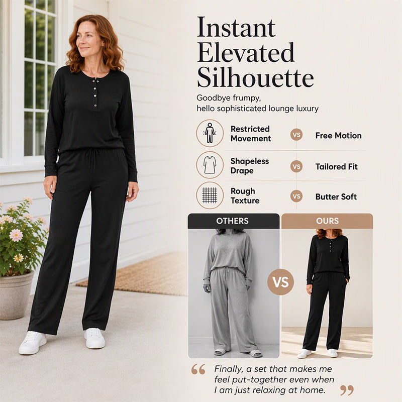 👗✨Women's Half-Button Sweatshirt & Sweatpants Set