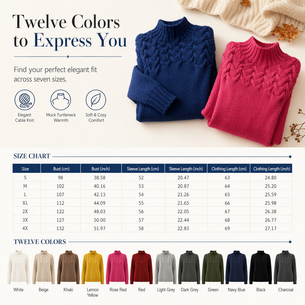 🛍️New Arrivals - Casual Solid Color Turtleneck Knit Pullover