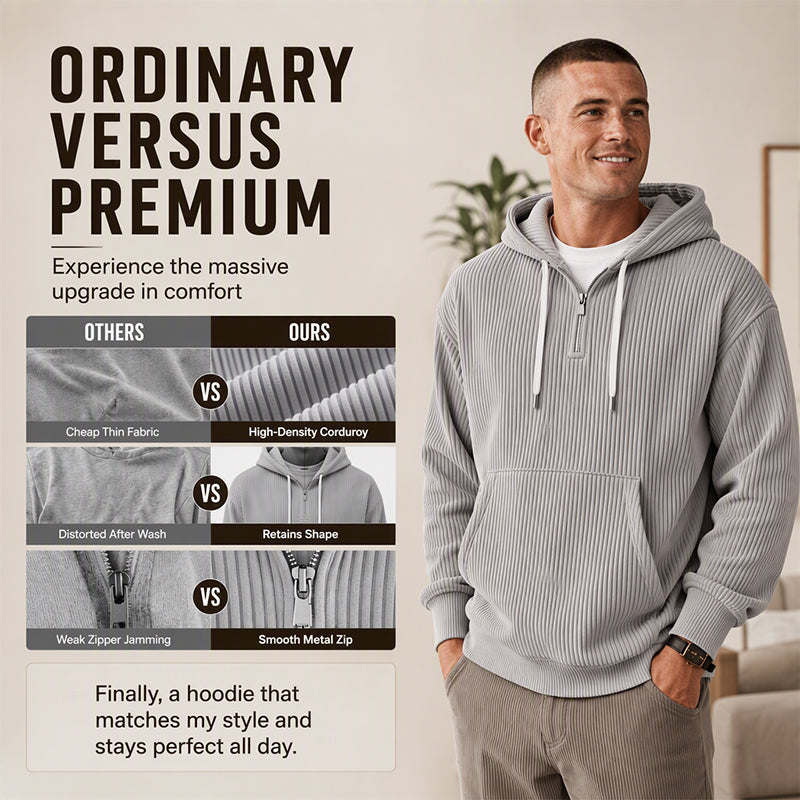 ⌛Limited-Time Offer🛍️ Men's Casual Half-Zip Corduroy Hoodie
