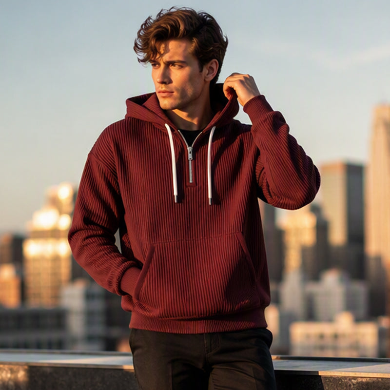 ⌛Limited-Time Offer🛍️ Men's Casual Half-Zip Corduroy Hoodie