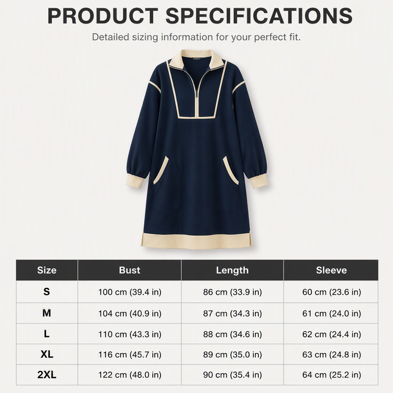 ⌛Limited-Time Offer-Women's Casual Half-Zip Sweatshirt Dress