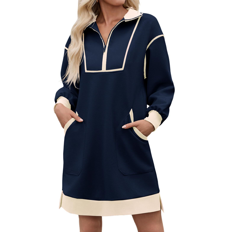 ⌛Limited-Time Offer-Women's Casual Half-Zip Sweatshirt Dress