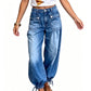 Women's High-Waisted Balloon Jeans with Drawstring Cuffs