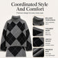 ⏳LAST DAY SALE ONLY ￡25.99!!🍂✨ Women's Argyle Knit Sweater & Skirt Set – Elegant, Cosy & Effortlessly Chic
