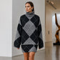 ⏳LAST DAY SALE ONLY ￡25.99!!🍂✨ Women's Argyle Knit Sweater & Skirt Set – Elegant, Cosy & Effortlessly Chic