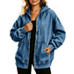 ✨ Denim Comfort, Easy Coverage | Women's Loose Zip-Up Hooded Denim Jacket