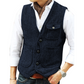 🎩 Classic Texture, Polished Look | Men's Herringbone Tweed Multi-Pocket Vest