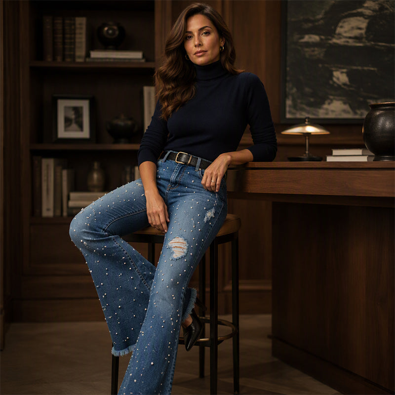 👖 💎 Women’s High-Waisted Distressed Flare Jeans✨