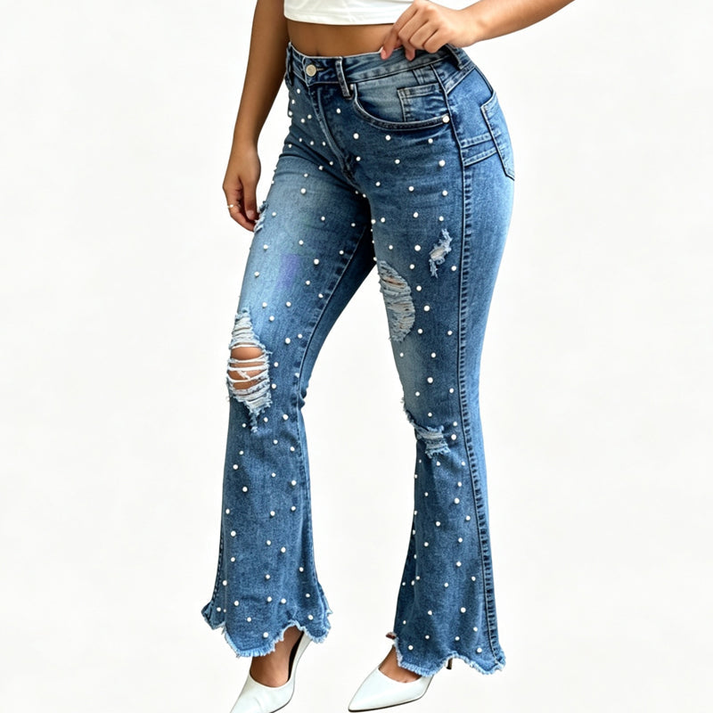 👖 💎 Women’s High-Waisted Distressed Flare Jeans✨