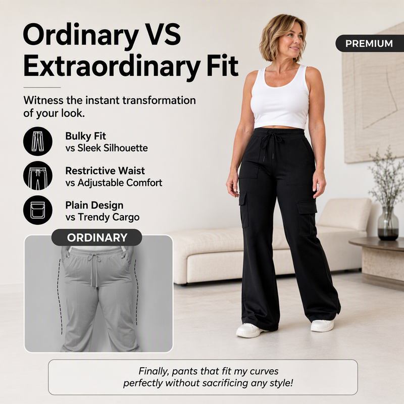 👖 ✨ Women's High-Waisted Drawstring Cargo Flare Pants