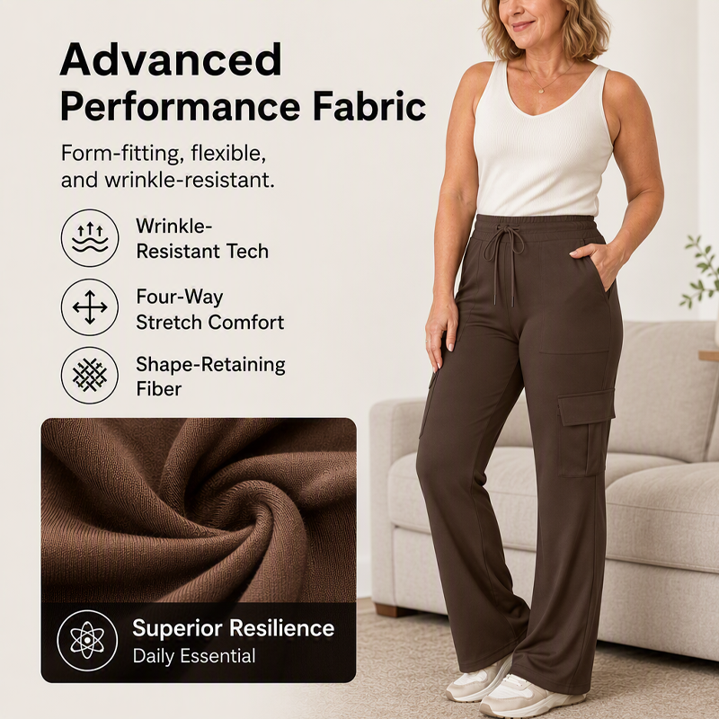 👖 ✨ Women's High-Waisted Drawstring Cargo Flare Pants