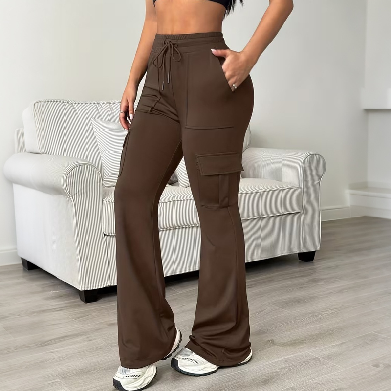 👖 ✨ Women's High-Waisted Drawstring Cargo Flare Pants