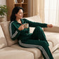 🎽 One Set, Instant Sporty Style | Women's Stripe Zip-Up Jacket & Pants Tracksuit