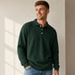 Men's Waffle Knit Long Sleeve Collared Top