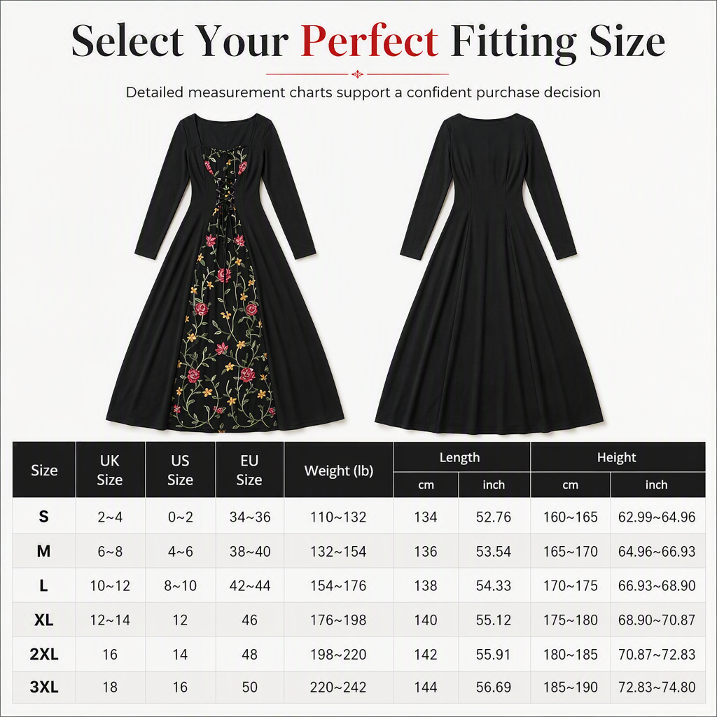 🌹 Corset Detail, Romantic Elegance | Women's Floral Embroidered Maxi Dress