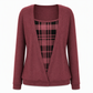 Women's Layered Look Plaid Knit Top