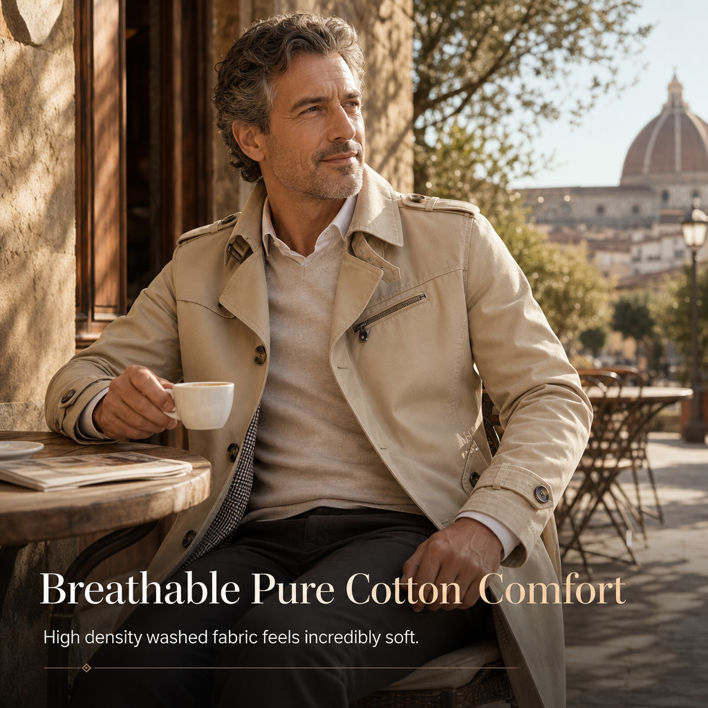 ✨Men's Casual Pure Cotton Windbreaker Spring and Autumn Work Outerwear✨