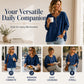 💙 Denim Texture, Easy Half-Zip Style | Women's Long-Sleeve Pullover