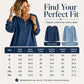 💙 Denim Texture, Easy Half-Zip Style | Women's Long-Sleeve Pullover