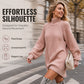 🧶 Cozy High Neck, Flattering Relaxed Drape | Women's Knit Sweater Dress
