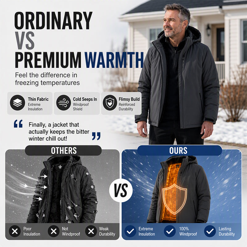 Men's Plush-Lined Waterproof Hooded Jacket