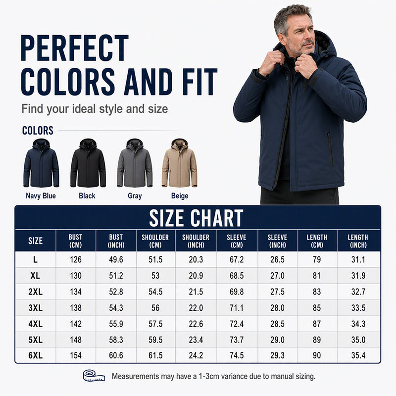 Men's Plush-Lined Waterproof Hooded Jacket
