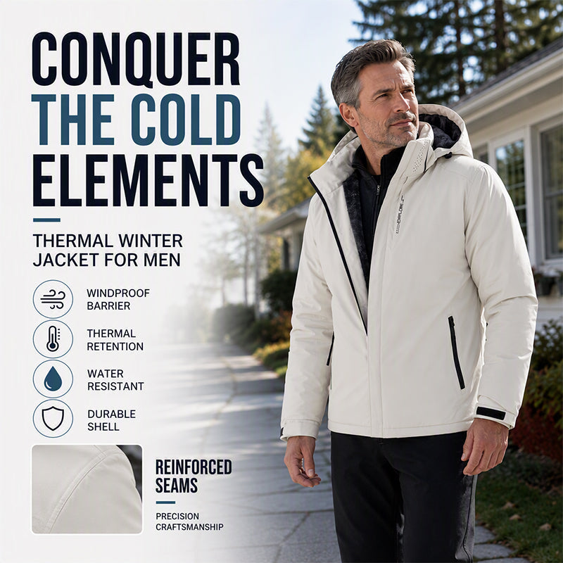 Men's Plush-Lined Waterproof Hooded Jacket