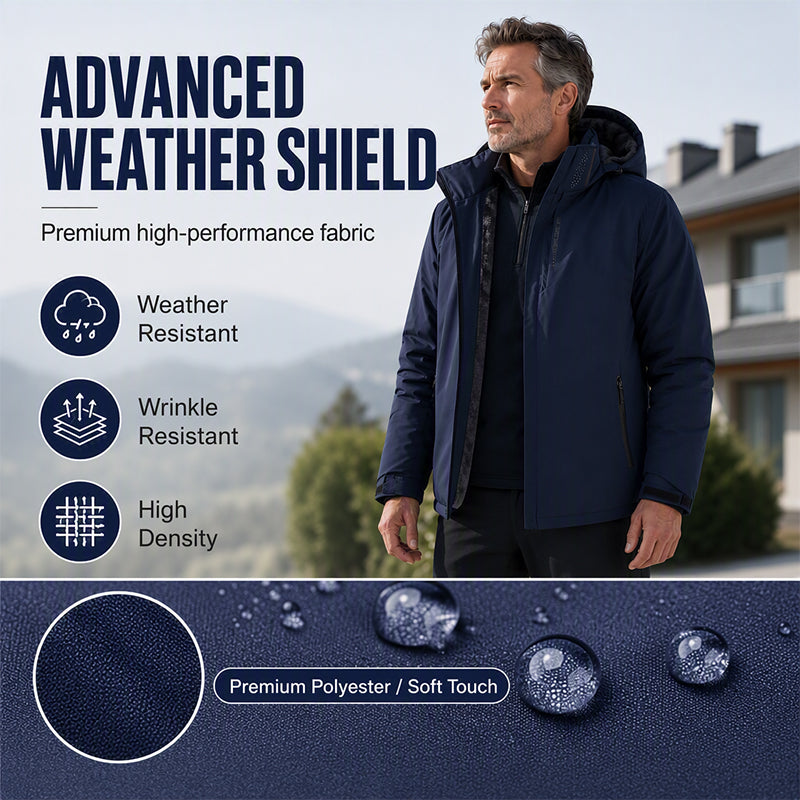 Men's Plush-Lined Waterproof Hooded Jacket