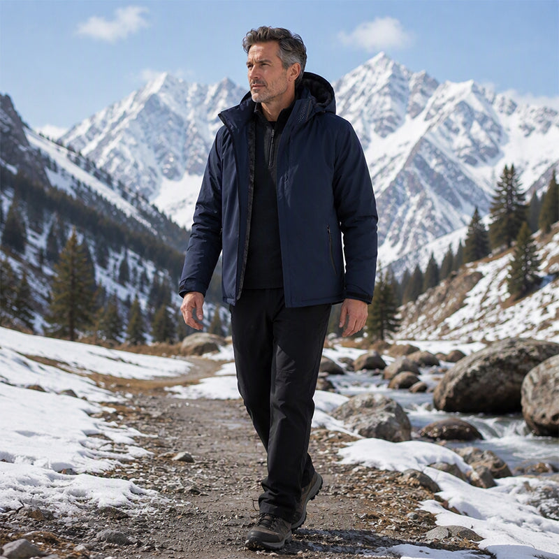 Men's Plush-Lined Waterproof Hooded Jacket