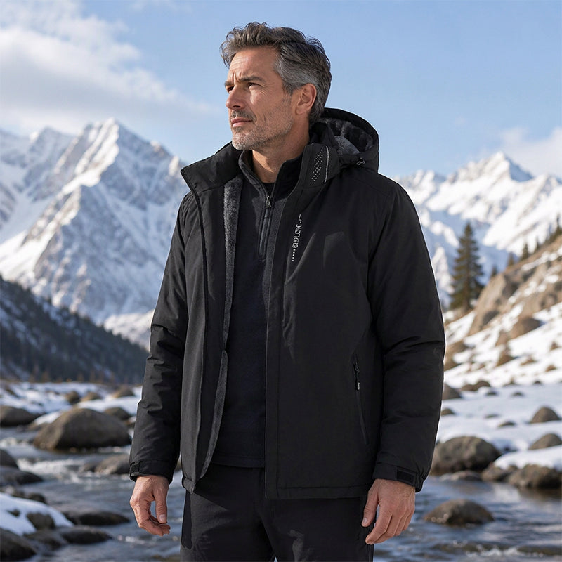 Men's Plush-Lined Waterproof Hooded Jacket