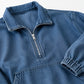 ✨ Relaxed by Design | Women’s Washed Denim Half-Zip Oversized Jacket